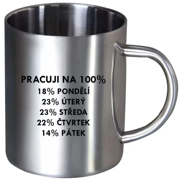 Nerezový hrnek Pracuji na 100%