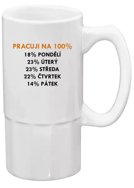 Půllitr Pracuji na 100%