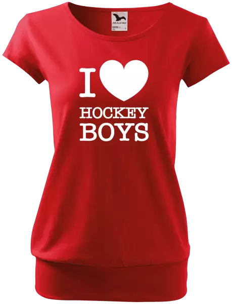 Dámské tričko I love hockey boys