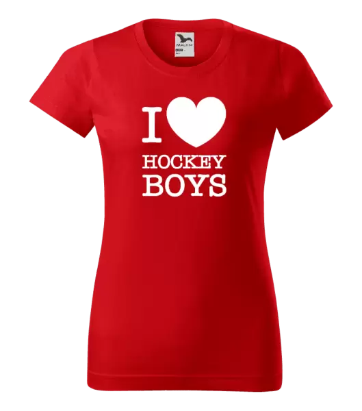 Dámské tričko I love hockey boys