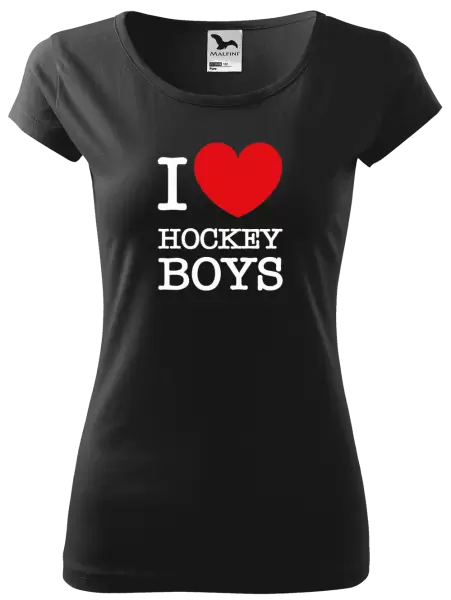Dámské tričko I love hockey boys