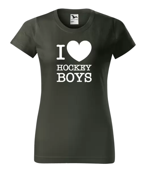 Dámské tričko I love hockey boys