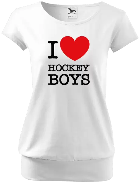 Dámské tričko I love hockey boys