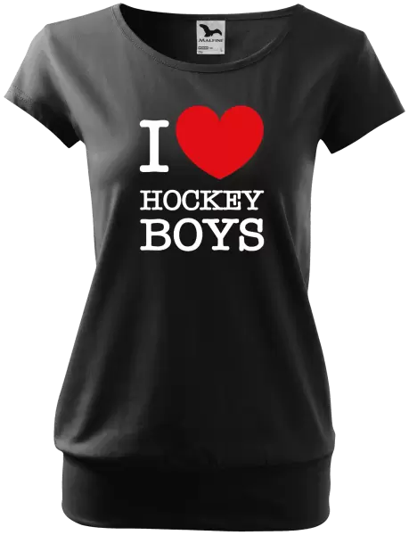 Dámské tričko I love hockey boys