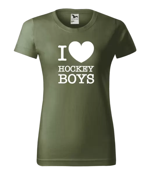 Dámské tričko I love hockey boys