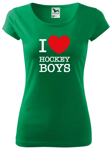 Dámské tričko I love hockey boys