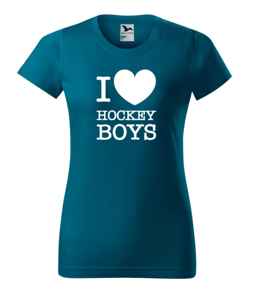 Dámské tričko I love hockey boys