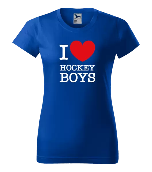 Dámské tričko I love hockey boys