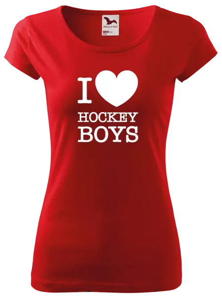 Dámské tričko I love hockey boys