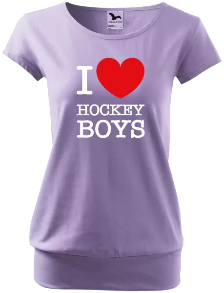 Dámské tričko I love hockey boys