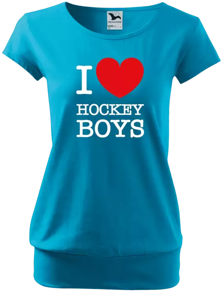 Dámské tričko I love hockey boys