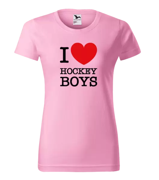 Dámské tričko I love hockey boys