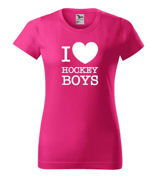 Dámské tričko I love hockey boys