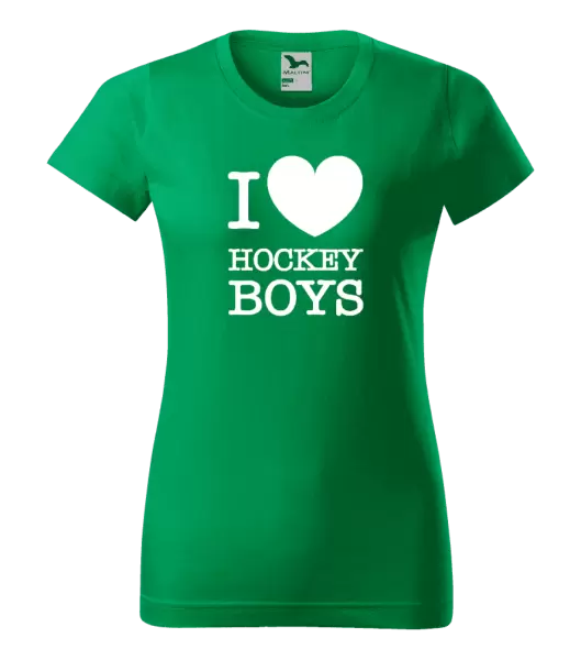 Dámské tričko I love hockey boys