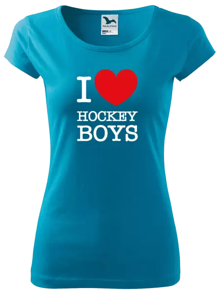 Dámské tričko I love hockey boys
