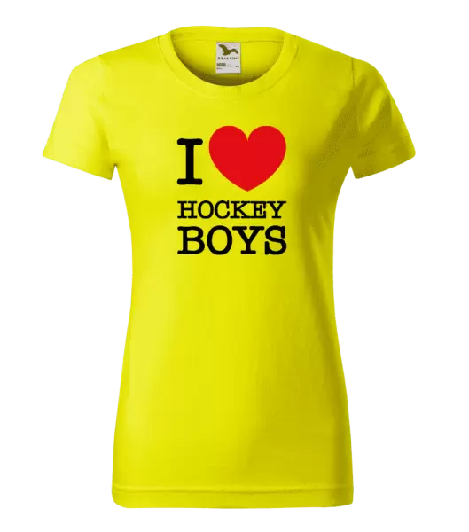 Dámské tričko I love hockey boys