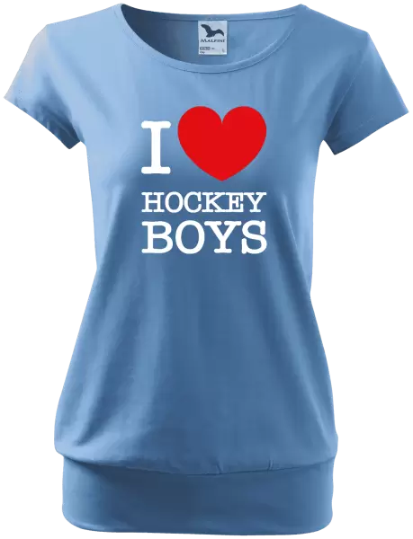 Dámské tričko I love hockey boys