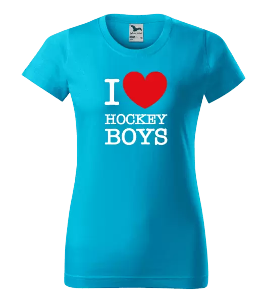 Dámské tričko I love hockey boys
