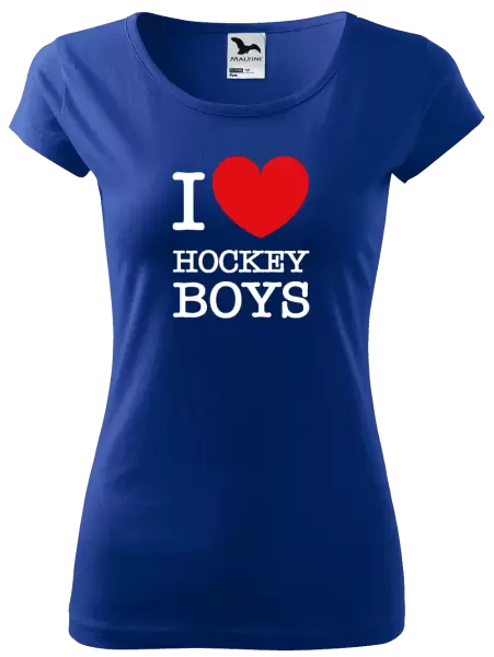 Dámské tričko I love hockey boys