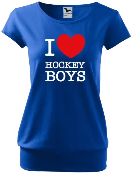 Dámské tričko I love hockey boys