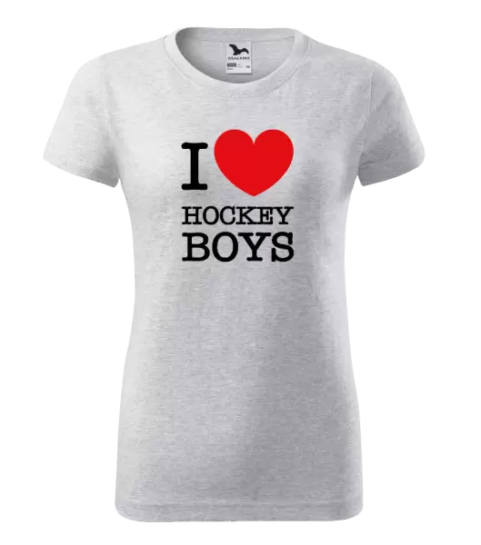 Dámské tričko I love hockey boys