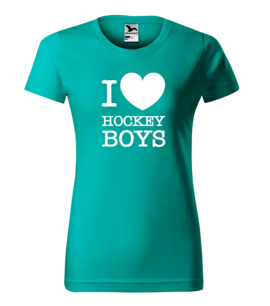 Dámské tričko I love hockey boys