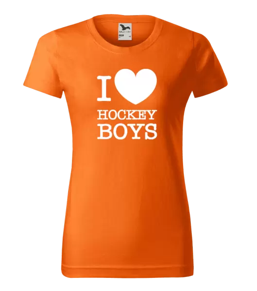Dámské tričko I love hockey boys