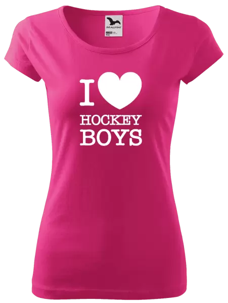 Dámské tričko I love hockey boys
