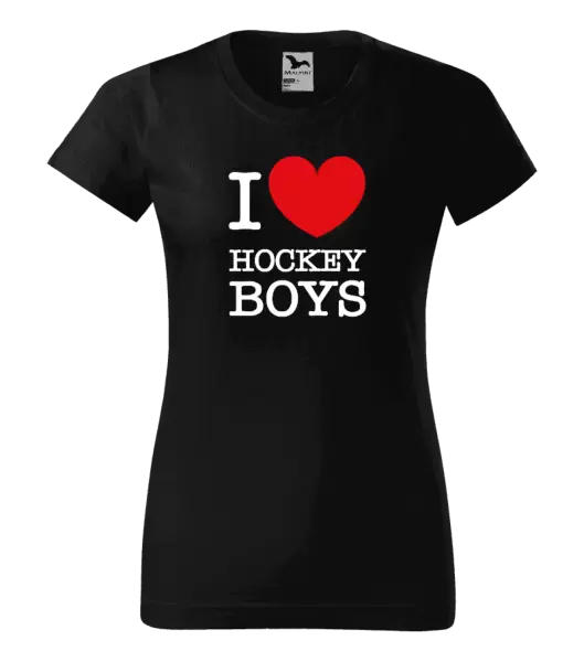 Dámské tričko I love hockey boys