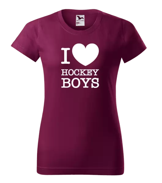 Dámské tričko I love hockey boys