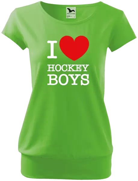 Dámské tričko I love hockey boys