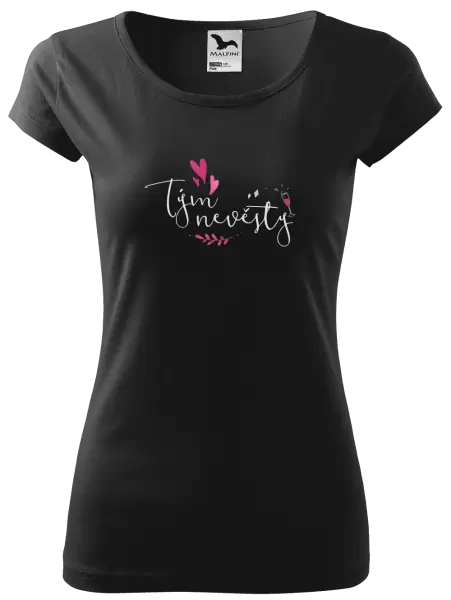 Dámské tričko Tým nevěsty - srdíčka a lístečky