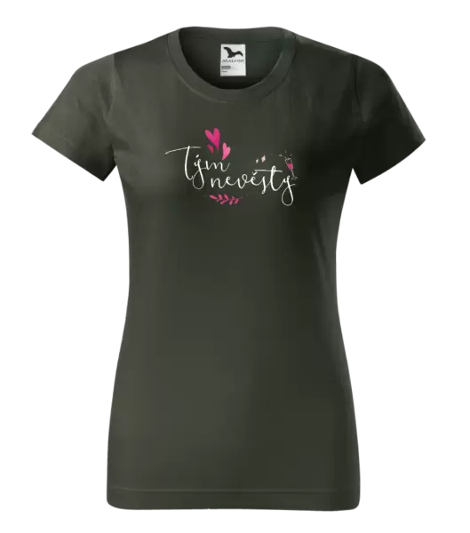 Dámské tričko Tým nevěsty - srdíčka a lístečky