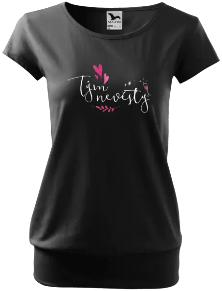 Dámské tričko Tým nevěsty - srdíčka a lístečky
