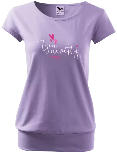Dámské tričko Tým nevěsty - srdíčka a lístečky