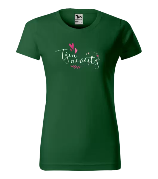 Dámské tričko Tým nevěsty - srdíčka a lístečky