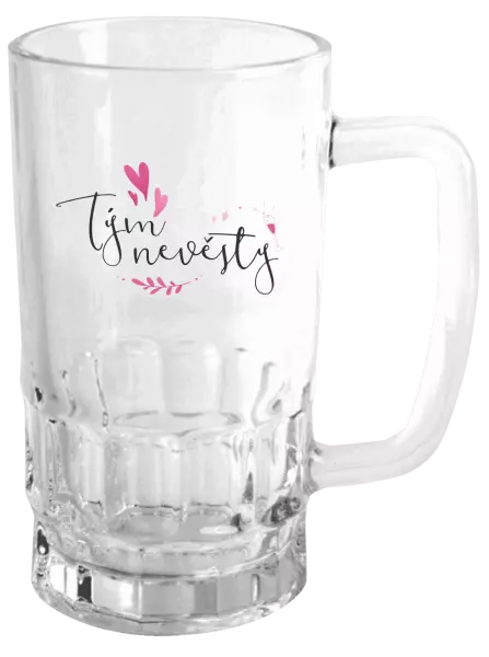 Půllitr Tým nevěsty - srdíčka a lístečky