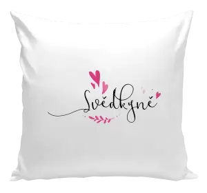 Polštář Svědkyně - srdíčka a lístečky