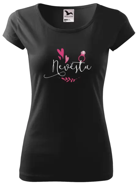 Dámské tričko Nevěsta - srdíčka a lístečky