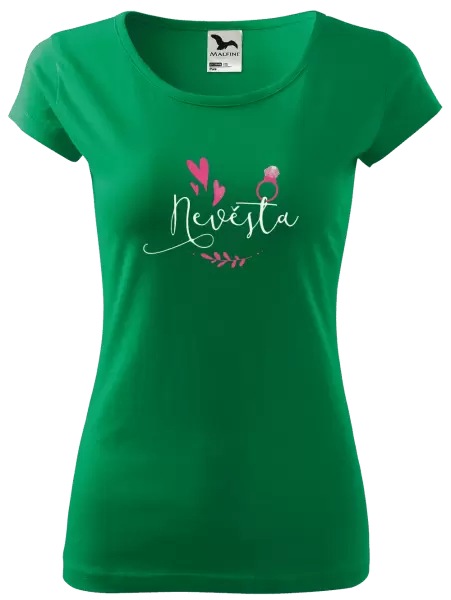 Dámské tričko Nevěsta - srdíčka a lístečky