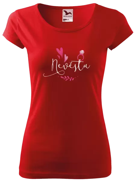 Dámské tričko Nevěsta - srdíčka a lístečky