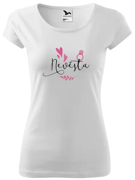 Dámské tričko Nevěsta - srdíčka a lístečky