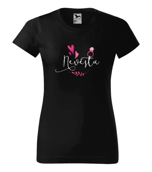 Dámské tričko Nevěsta - srdíčka a lístečky