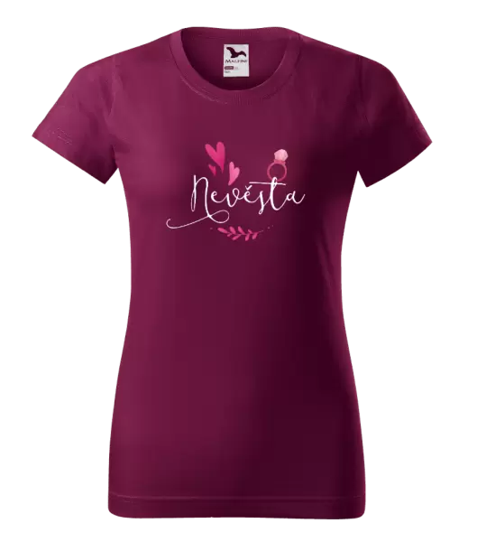 Dámské tričko Nevěsta - srdíčka a lístečky