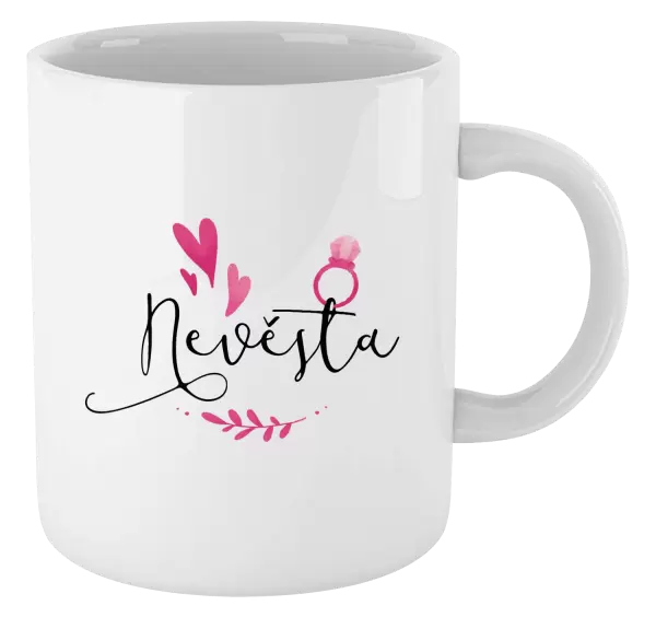 Hrnek Nevěsta - srdíčka a lístečky