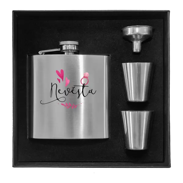 Placatka v krabičce Nevěsta - srdíčka a lístečky