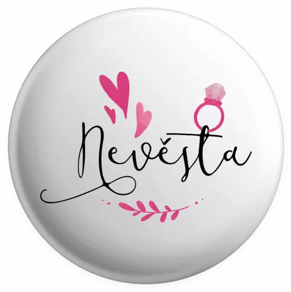 Placka Nevěsta - srdíčka a lístečky
