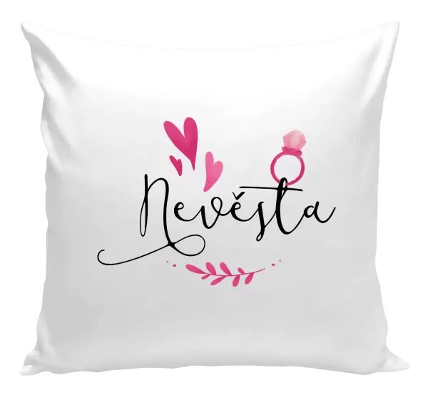 Polštář Nevěsta - srdíčka a lístečky