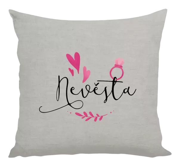 Polštář Nevěsta - srdíčka a lístečky