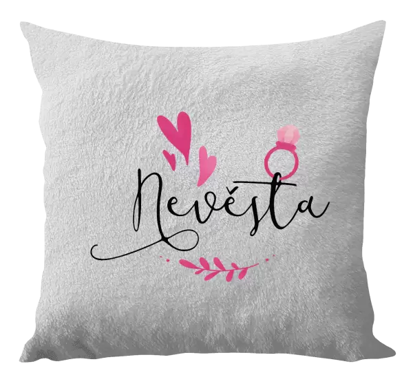Polštář Nevěsta - srdíčka a lístečky